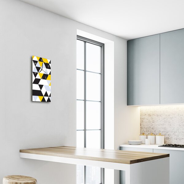 Skleněné hodiny vertikální  Umění Barevné trojúhelníky 30x60 cm