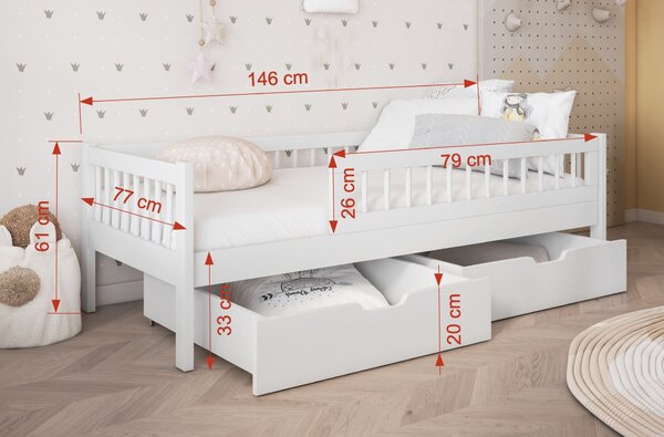 Detská posteľ so šuplíkmi 70x140 ALJA - biela