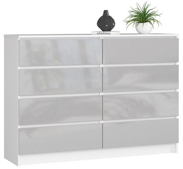 Ak furniture Komoda Rollo X 138,4 cm sivá/biela