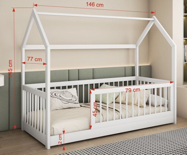 Domčeková posteľ so zábranou 70x140 ALIRA - biela