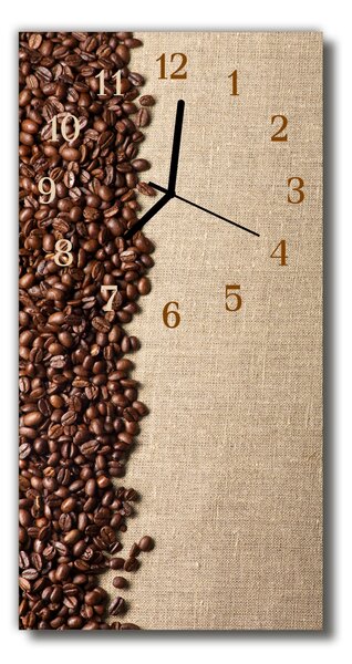 Sklenené hodiny vertikálne Kuchyňa hnedej fazule 30x60 cm