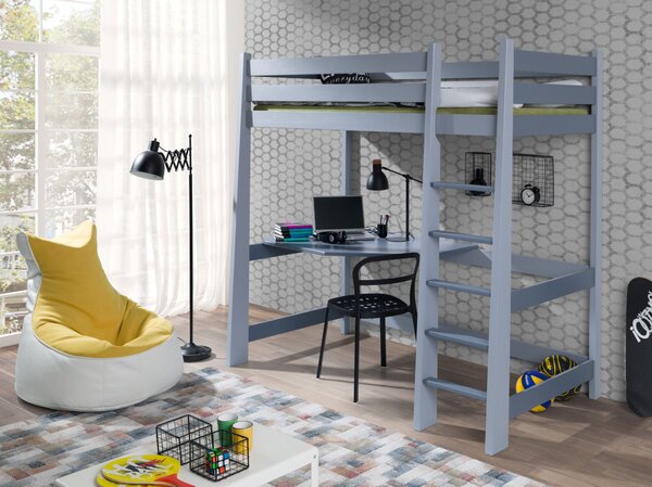 Poschodová posteľ so stolom 80x180 ALWA - šedá / grafitová, pravé prevedenie