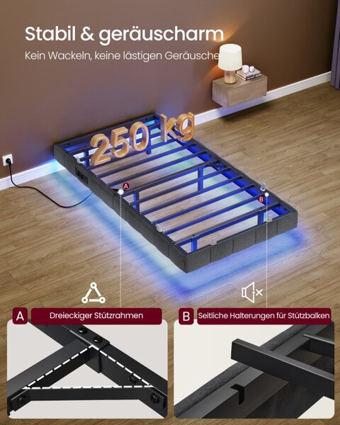 Čalúnená posteľ s LED podsvietením 90 cm RMB162G101