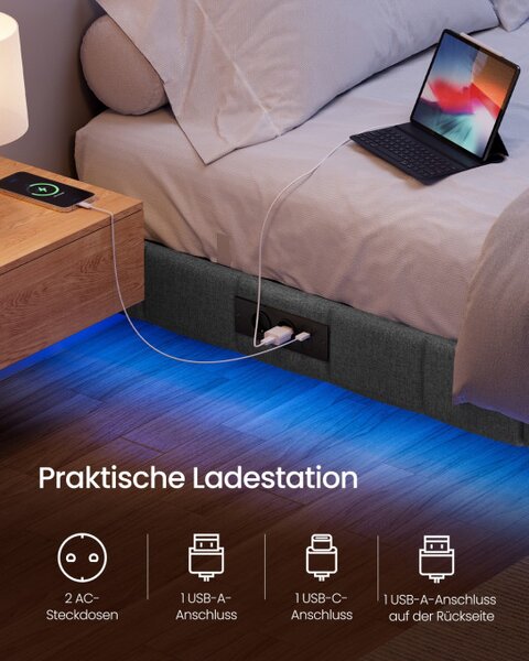 Čalúnená posteľ s LED podsvietením 90 cm RMB162G101