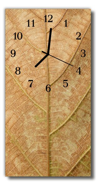 Sklenené hodiny vertikálne Prírodné list béžový 30x60 cm