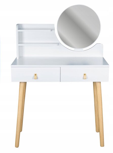 Toaletný stolík SCANDI 3 so zrkadlom biely / naturálny