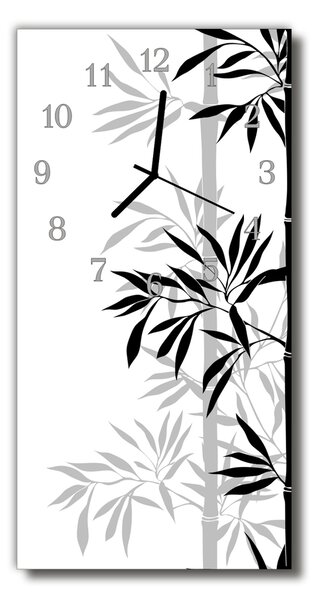 Sklenené hodiny vertikálne Príroda bambusová biela 30x60 cm