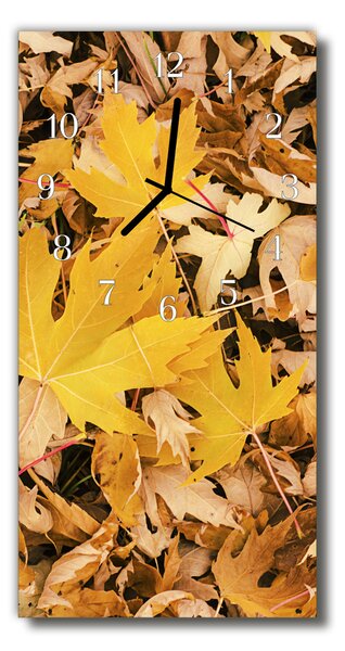Sklenené hodiny vertikálne Príroda listy jeseň zlato 30x60 cm
