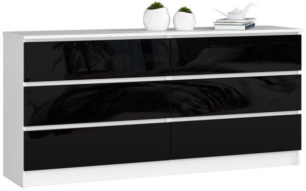 Ak furniture Komoda Rollo V 160,4 cm biela/čierna lesklá