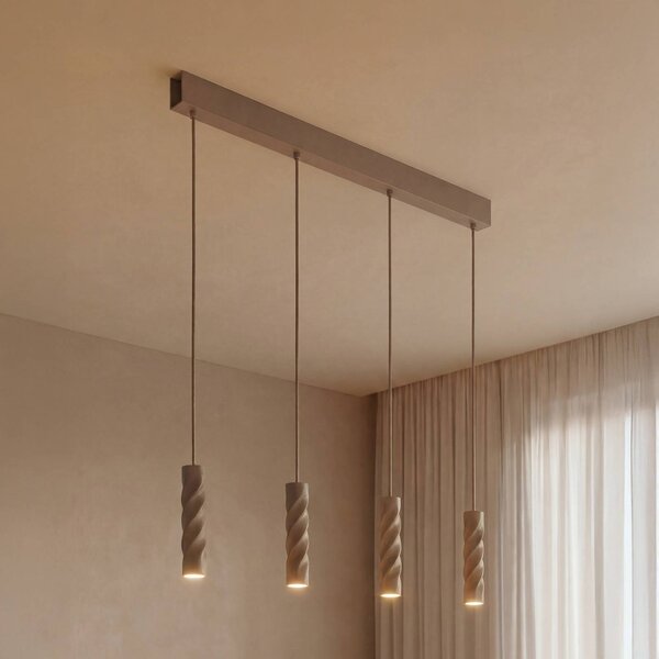 OSRAM Závesné svietidlo Decor Twirl, béžová, dĺžka 86 cm, 4-pl., Krémová / jantárovo žltá, Obývacia izba / jedáleň, kov, Moderný, Závesné svietidlo