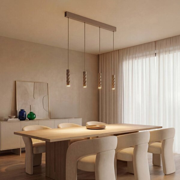 OSRAM Závesné svietidlo Decor Twirl, béžová, dĺžka 86 cm, 4-pl., Krémová / jantárovo žltá, Obývacia izba / jedáleň, kov, Moderný, Závesné svietidlo