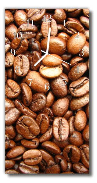 Sklenené hodiny vertikálne Kuchynská zrná hnedé kávy 30x60 cm
