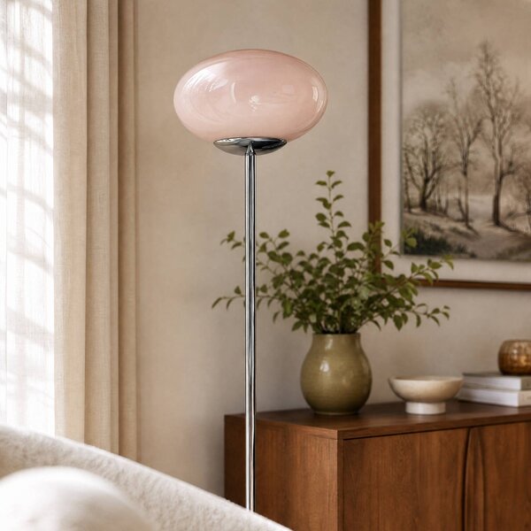 OSRAM Stojacia lampa Decor Forma, ružová/chróm, výška 149 cm, sklo, Fialová / ružová, Obývacia izba / jedáleň, kov, Moderný, Stojaca lampa