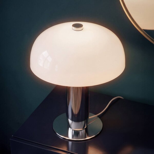 OSRAM Stolová lampa Decor Arc, chróm/biela, výška 45 cm, E14, Chrómová / strieborná, Obývacia izba / jedáleň, kov, Moderný, Stojacie svietidlo
