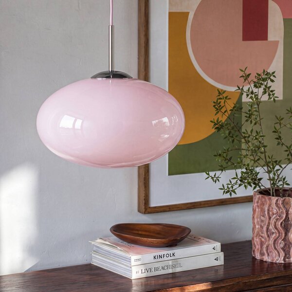 OSRAM Závesné svietidlo Decor Forma, ružové/chrómové, Ø 31 cm, sklo, Fialová / ružová, Obývacia izba / jedáleň, Sklo, Moderný, Závesné svietidlo