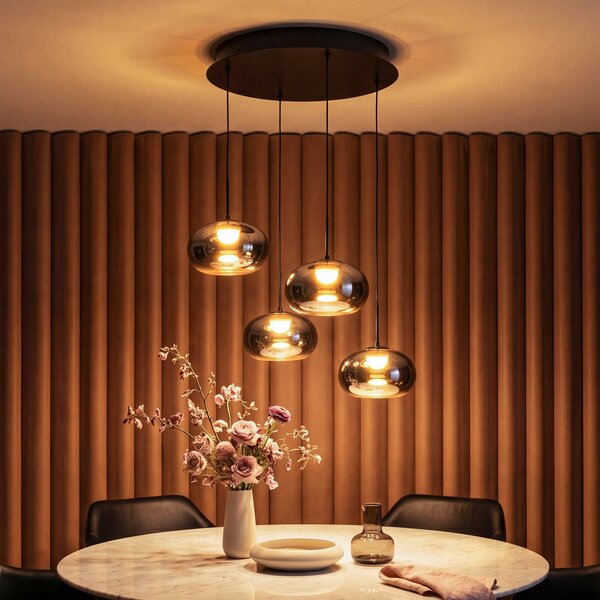 OSRAM LED závesné svietidlo Decor Satellite, sivá, Ø 56 cm, 4-pl.,, Hliník / sivá / zinok, Obývacia izba / jedáleň, Sklo, Moderný, Skupinové svietidlá