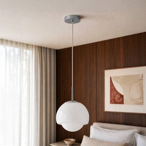 OSRAM Závesné svietidlo Decor Dome, biele, Ø 22 cm, kovové, Biela / opálová, Obývacia izba / jedáleň, kov, Moderný, Závesné svietidlo