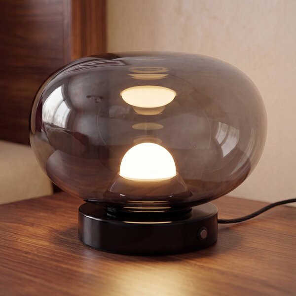 OSRAM stolová LED lampa na batérie Decor Satellite, sivá, 13 cm,, , Hliník / sivá / zinok, Obývacia izba / jedáleň, Sklo, Moderný, Stojacie svietidlo