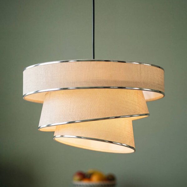 OSRAM Závesné svietidlo Decor Glittey, béžové, Ø 40 cm, textilné, Krémová / jantárovo žltá, Obývacia izba / jedáleň, Textil / látka / hodváb, Moderný, Závesné svietidlo