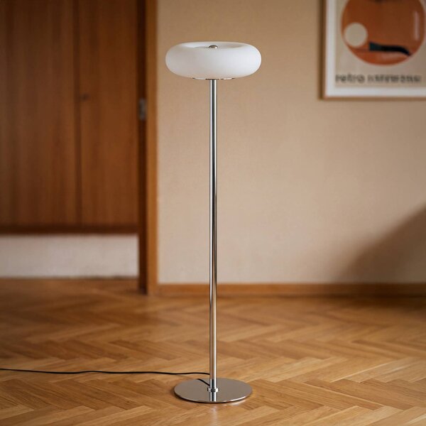 OSRAM LED stojacia lampa Decor Lunea, biela/chrómová, 146 cm, stmievateľné, Biela / opálová, Obývacia izba / jedáleň, kov, Moderný, Stojaca lampa