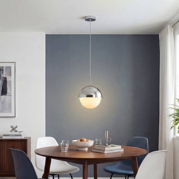 OSRAM Závesné svietidlo Decor Dome, chrómová farba, Ø 22 cm, kov, Chrómová / strieborná, Obývacia izba / jedáleň, kov, Moderný, Závesné svietidlo