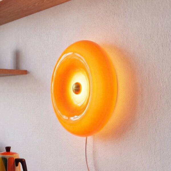 OSRAM Nástenné svetlo LED Decor Lunea, oranžová, Ø 30 cm, sklo,, , Žltá / oranžová, Obývacia izba / jedáleň, Sklo, Moderný, Nástenné svietidlo