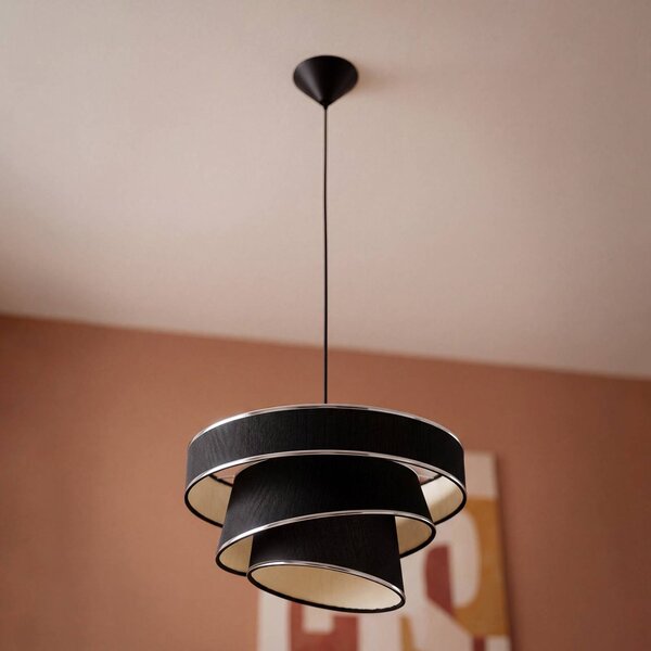 OSRAM Závesné svietidlo Decor Glittey, tmavošedé, Ø 40 cm, textilné, Hliník / sivá / zinok, Obývacia izba / jedáleň, Textil / látka / hodváb, Moderný, Závesné svietidlo