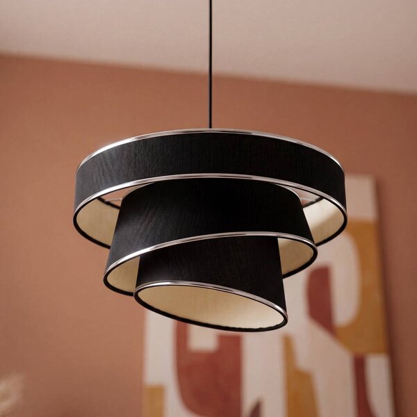 OSRAM Závesné svietidlo Decor Glittey, tmavošedé, Ø 40 cm, textilné, Hliník / sivá / zinok, Obývacia izba / jedáleň, Textil / látka / hodváb, Moderný, Závesné svietidlo