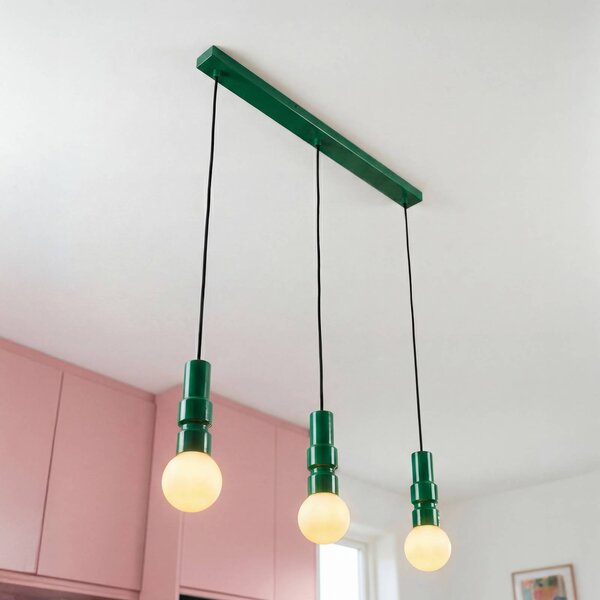 OSRAM Závesné svietidlo Decor Bolty, zelené, dĺžka 66 cm, 3-pl., Zelená, Obývacia izba / jedáleň, kov, Štýl mladých, Závesné svietidlo