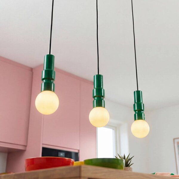 OSRAM Závesné svietidlo Decor Bolty, zelené, dĺžka 66 cm, 3-pl., Zelená, Obývacia izba / jedáleň, kov, Štýl mladých, Závesné svietidlo
