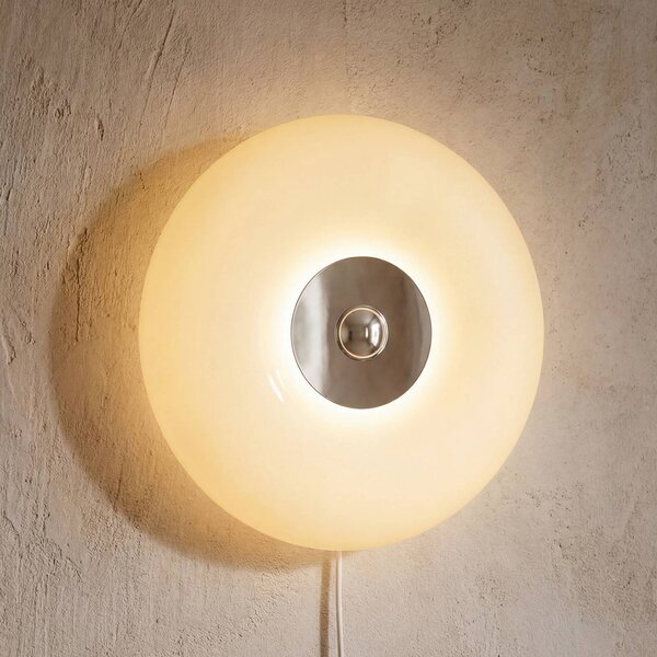 OSRAM Nástenné svetlo LED Decor Lunea, biela, Ø 30 cm, sklo, stmievateľné, Biela / opálová, Obývacia izba / jedáleň, Sklo, Moderný, Nástenné svietidlo