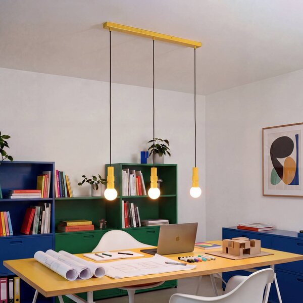 OSRAM Závesné svietidlo Decor Bolty, žlté, dĺžka 66 cm, 3-pl., Žltá / oranžová, Obývacia izba / jedáleň, kov, Štýl mladých, Závesné svietidlo