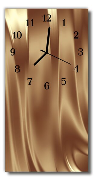 Sklenené hodiny vertikálne Kovová grafika zlatá 30x60 cm