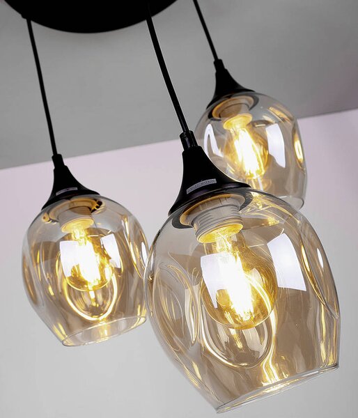 Čierno-hnedý závesný luster Aspa pre žiarovku 3x E27 s guľatou základňou – LED lustre a svietidlá > Kolekcie svietidiel > Kolekcia