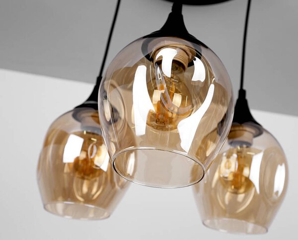 Čierno-hnedý závesný luster Aspa pre žiarovku 3x E27 s guľatou základňou – LED lustre a svietidlá > Kolekcie svietidiel > Kolekcia