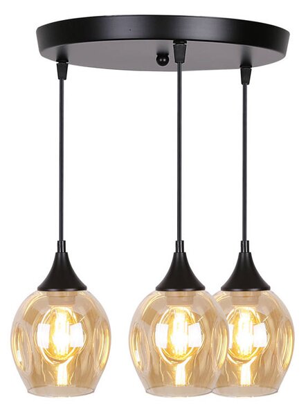 Čierno-hnedý závesný luster Aspa pre žiarovku 3x E27 s guľatou základňou – LED lustre a svietidlá > Kolekcie svietidiel > Kolekcia
