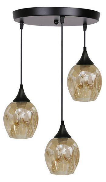 Čierno-hnedý závesný luster Aspa pre žiarovku 3x E27 s guľatou základňou – LED lustre a svietidlá > Kolekcie svietidiel > Kolekcia
