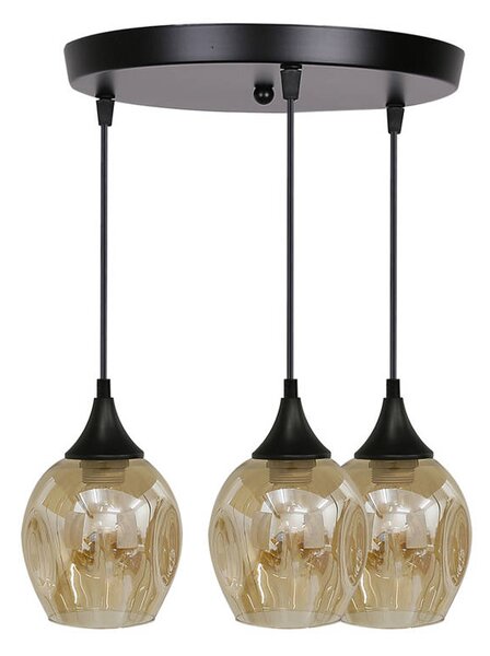 Čierno-hnedý závesný luster Aspa pre žiarovku 3x E27 s guľatou základňou – LED lustre a svietidlá > Kolekcie svietidiel > Kolekcia