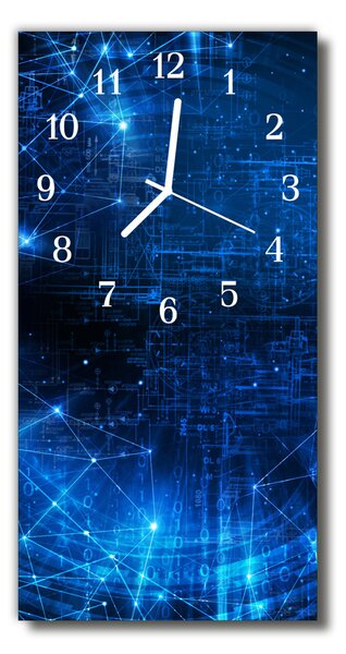 Sklenené hodiny vertikálne Modrá matice 30x60 cm