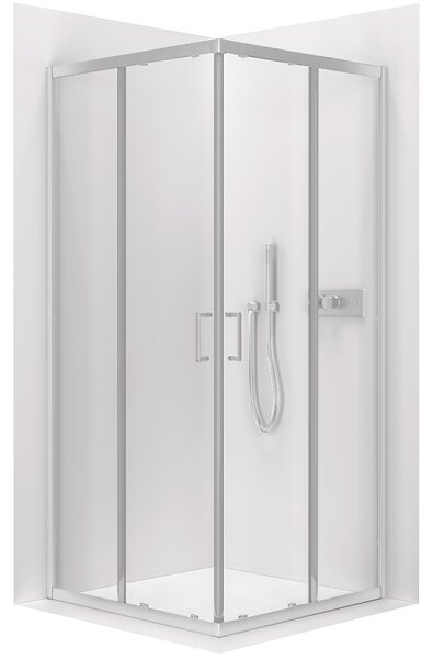 CERANO - Sprchovací kút Fabrizio L/P - 5 mm - chróm, transparentné sklo - 80x80x195 cm - posuvný + sprchová vanička Arvo - minerálny kompozit - biela