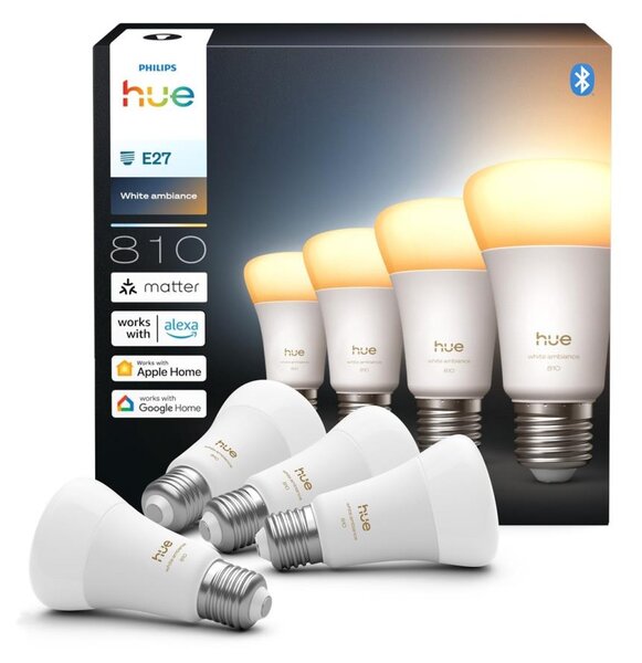 SADA 4x stmievateľných LED žiaroviek Philips Hue WHITE AMBIANCE E27/6W/230V 1000-20000K