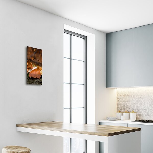 Skleněné hodiny vertikální  Podzimní hnědá příroda 30x60 cm