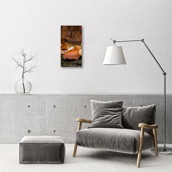 Skleněné hodiny vertikální  Podzimní hnědá příroda 30x60 cm