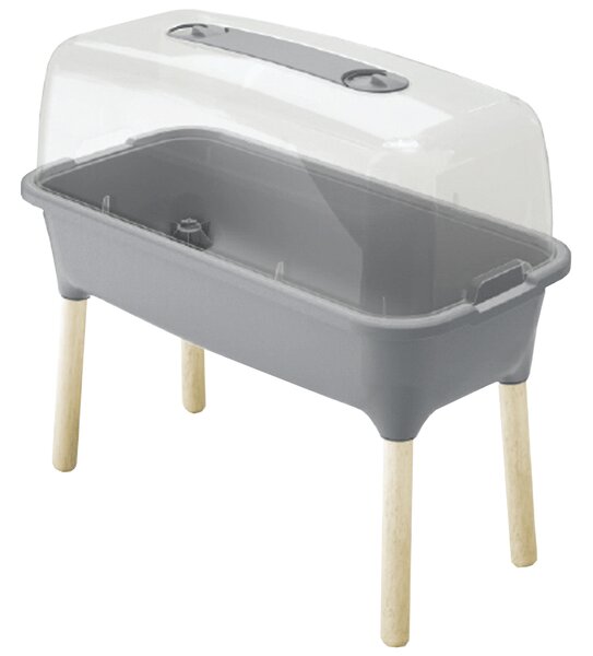 Plastové parenisko na drevených nožičkách ISEW780H 77 cm - sivý kameň