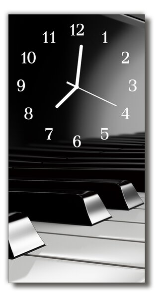 Sklenené hodiny vertikálne Šedé klavírny kľúče 30x60 cm