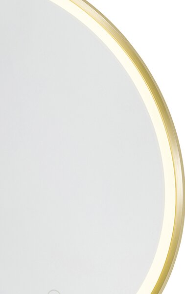 Zrkadlo do kúpeľne zlaté 50 cm vrátane LED 3-stupňové stmievateľné s dotykovým okrúhlym - Miral