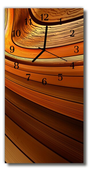 Sklenené hodiny vertikálne Grafické čiary hnedé 30x60 cm