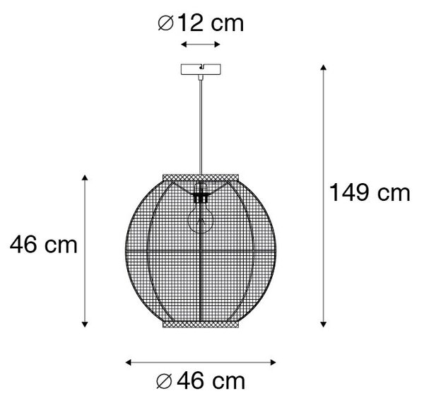 Orientálne závesné svietidlo hnedé 46 cm - Rob