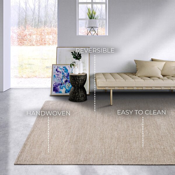 Béžový ručne tkaný koberec s prímesou vlny 80x150 cm Pradesh Linen White – Elle Decoration
