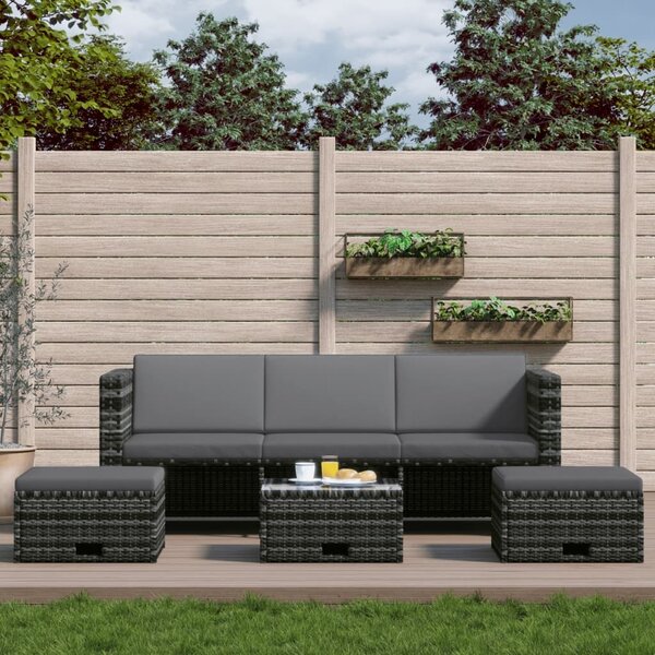 Maison Exclusive – 4-dielna záhradná súprava s poduškami Poly Rattan Grey